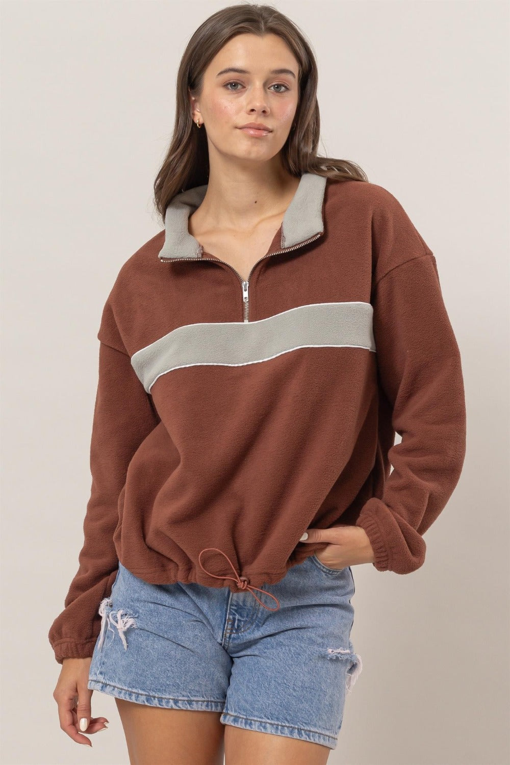 Brick Hyfve Fleece Color Block Half Zip Sweatshirt