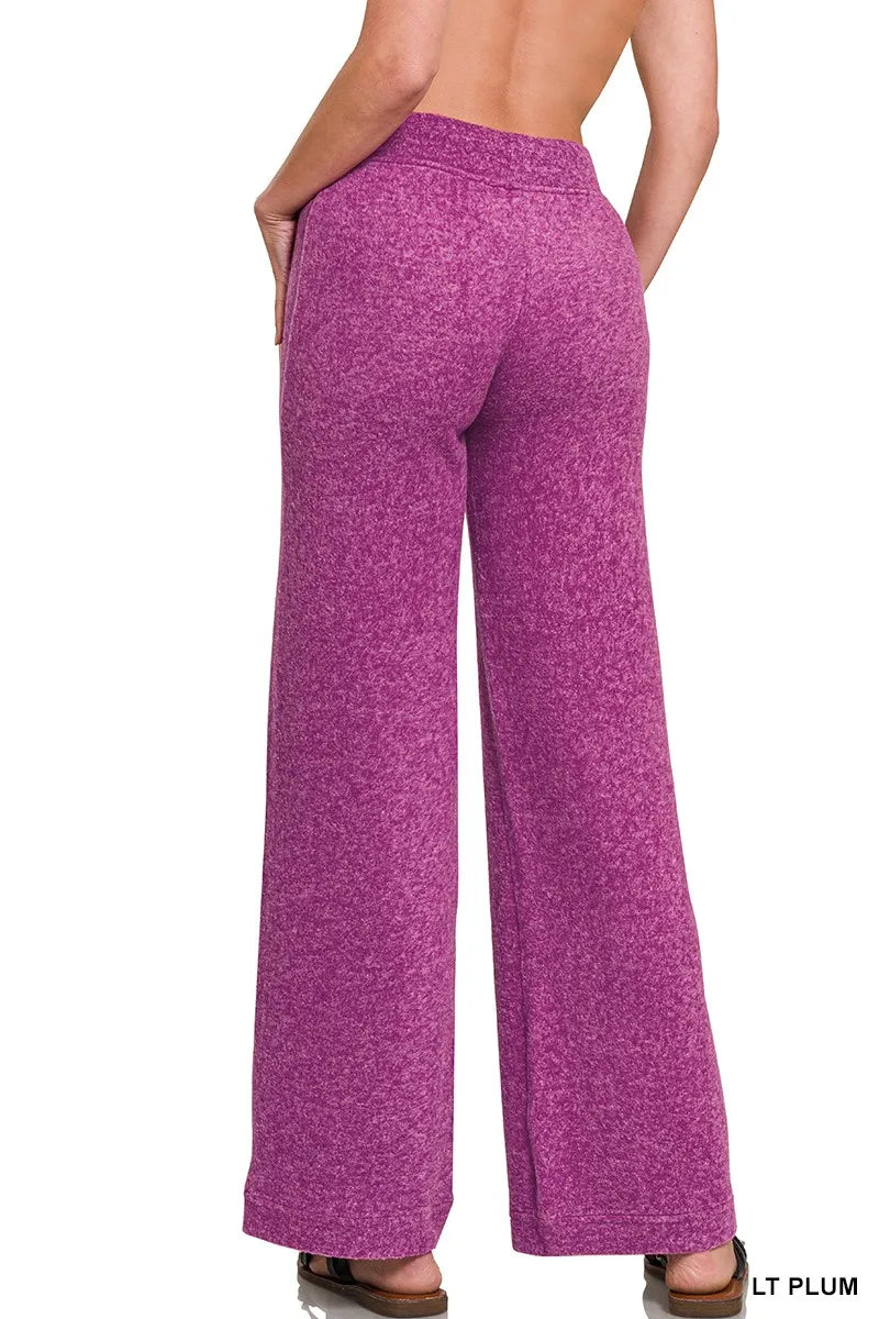 Lt Plum Zenana Soft Brushed Hacci Pants
