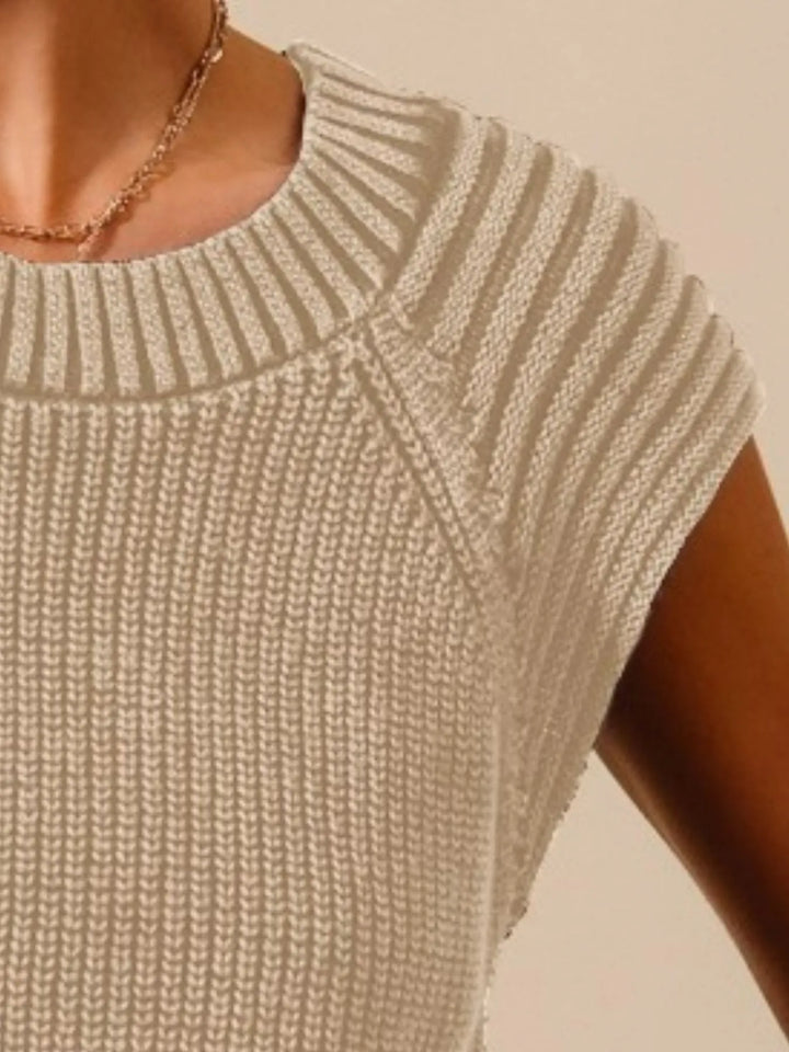 Vintage Taupe So Me Mineral Washed Raglan Sleeveless Sweater Top