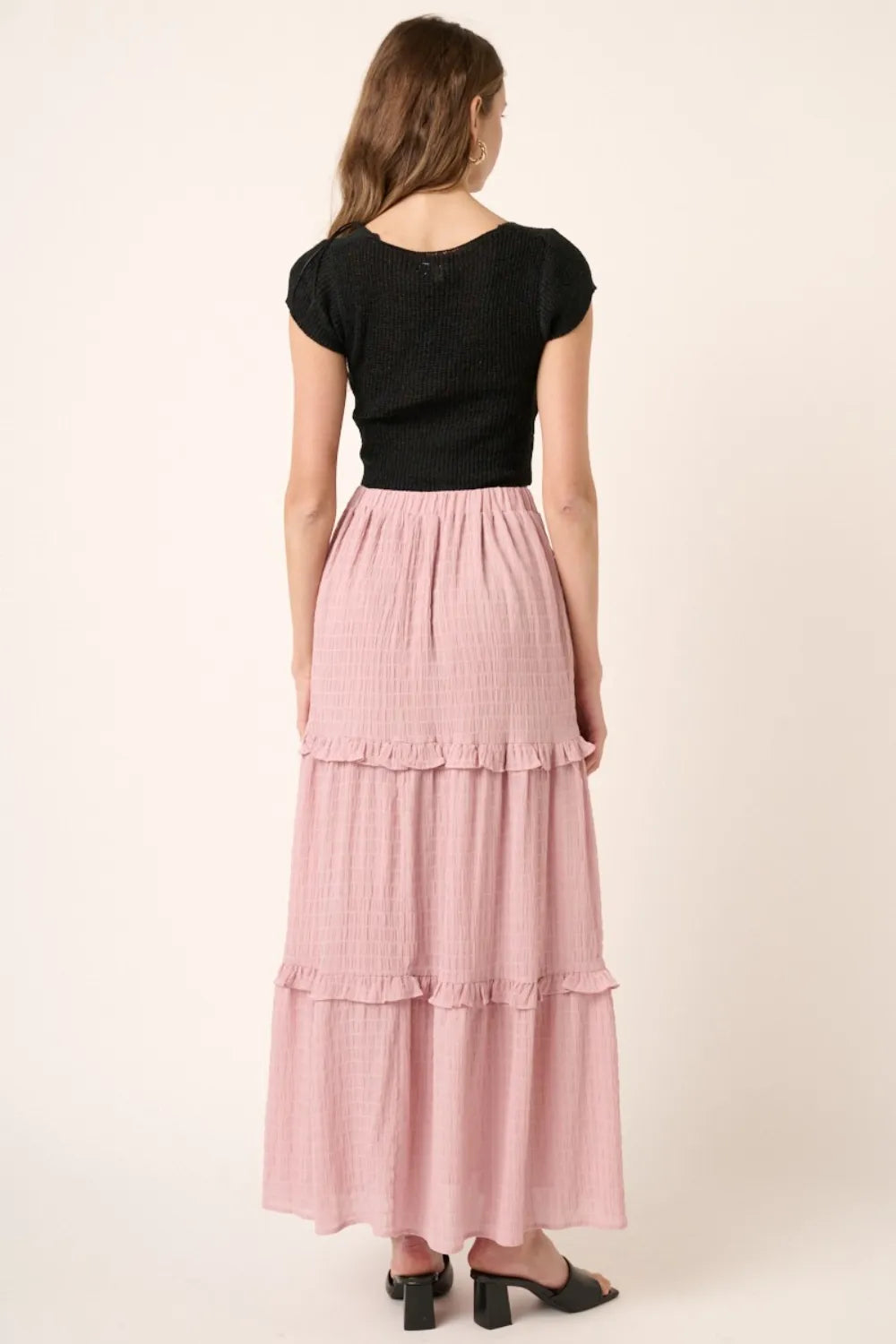Dusty Pink Mittoshop Drawstring High Waist Frill Skirt