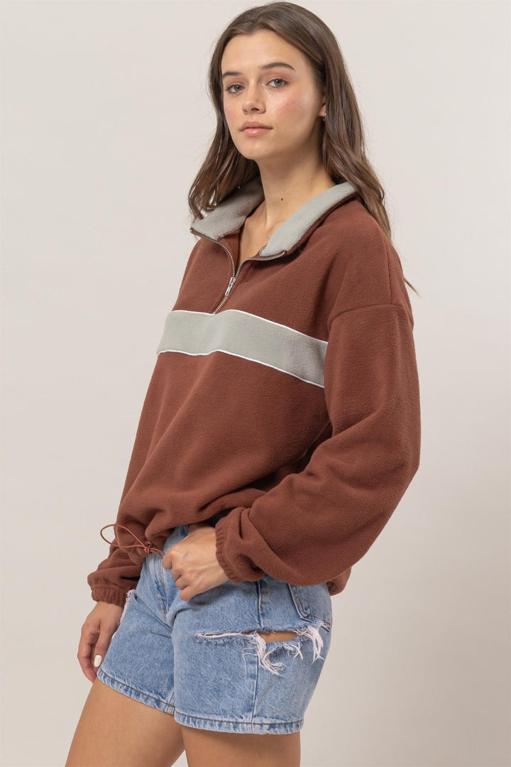 Brick Hyfve Fleece Color Block Half Zip Sweatshirt