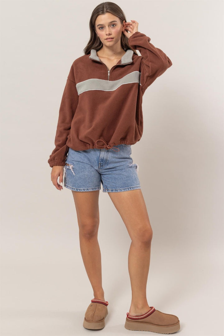 Hyfve Fleece Color Block Half Zip Sweatshirt