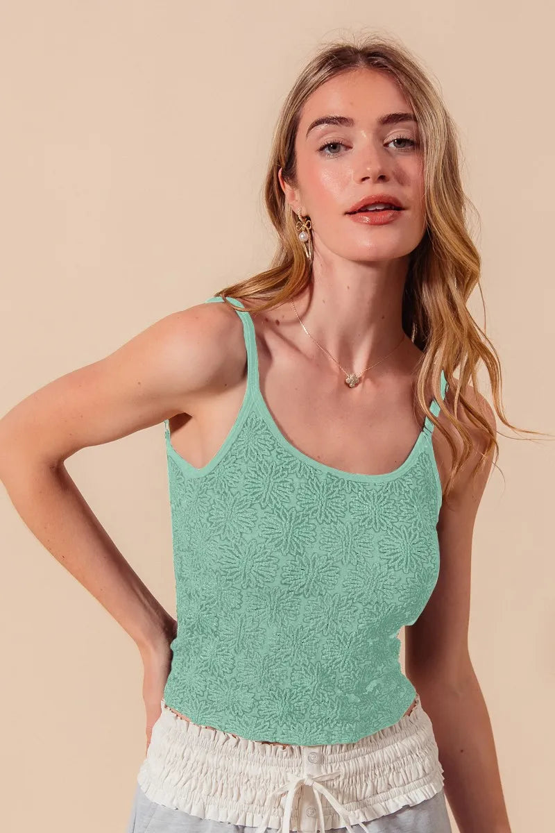2Tone Jade So Me Two Tone Floral Seamless Tank Top 6