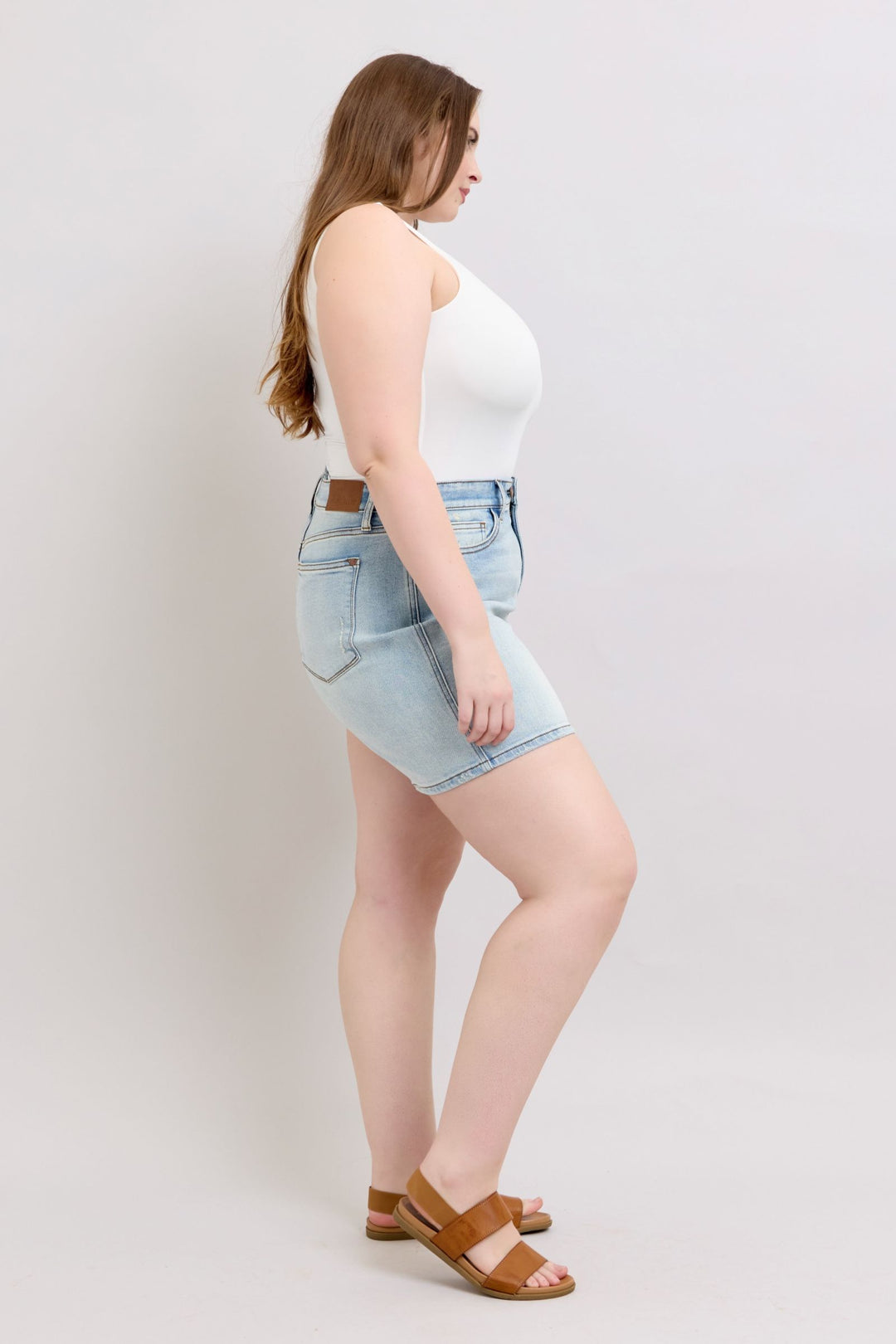Judy Blue Full Size 2 Button Denim Shorts With Pockets Plus Size 1