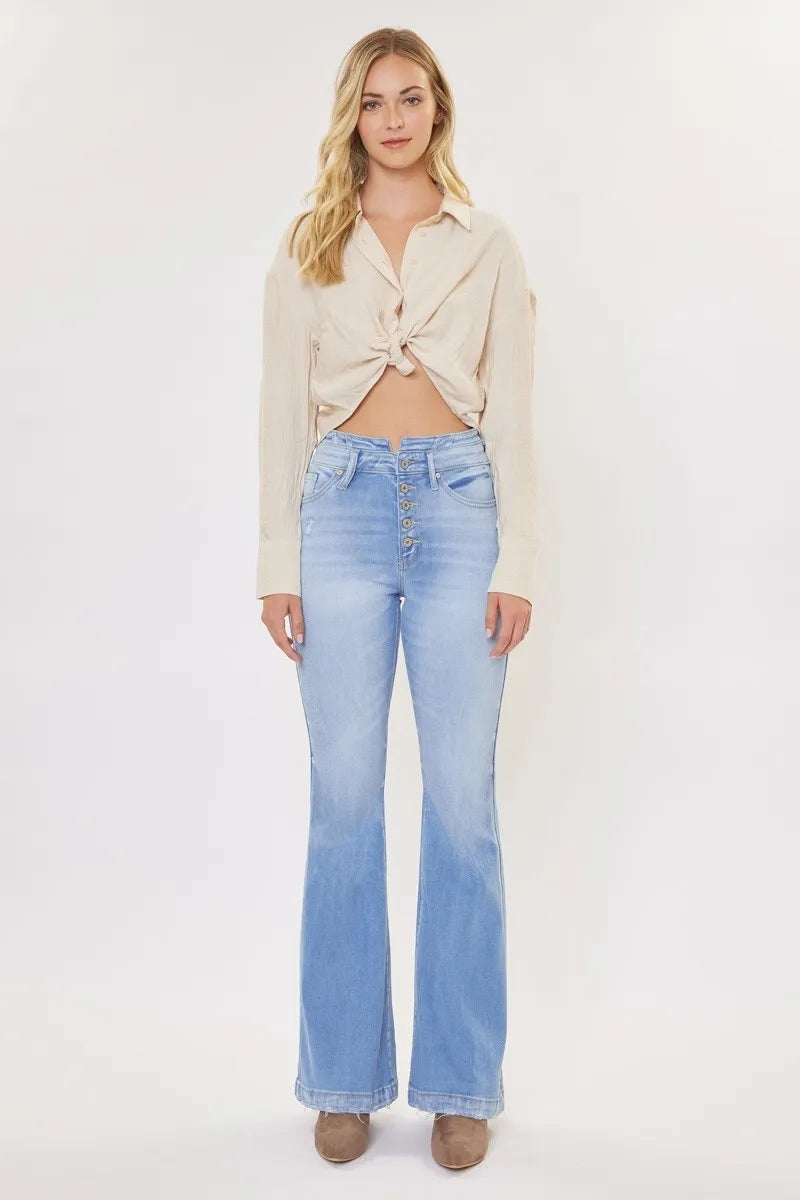 Light Kancan Curvy High Rise Flare Jeans