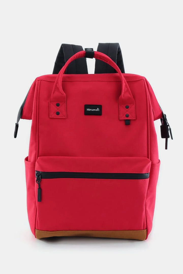 Red Himawari Waterproof Canvas Travel Backpack Bag With Usb Port