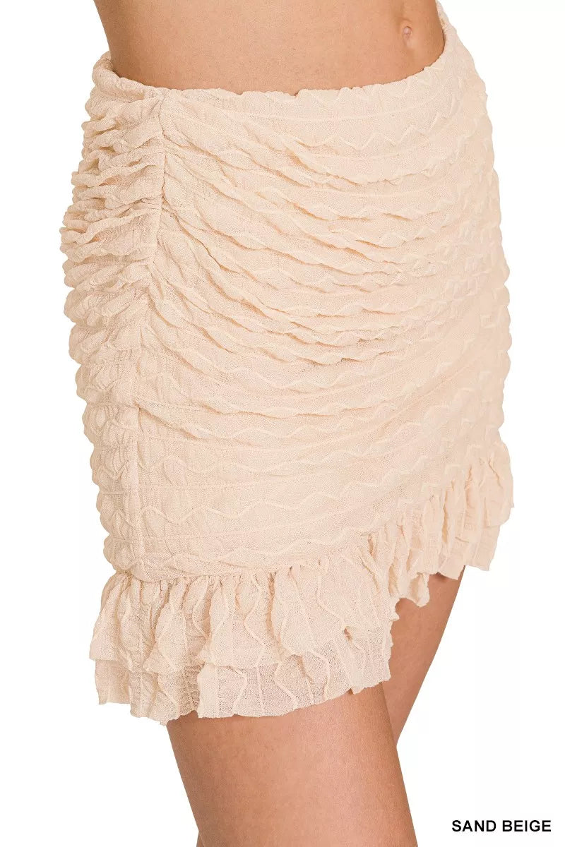 Zenana Ruched Mini Skirt With Built In Shorts 2