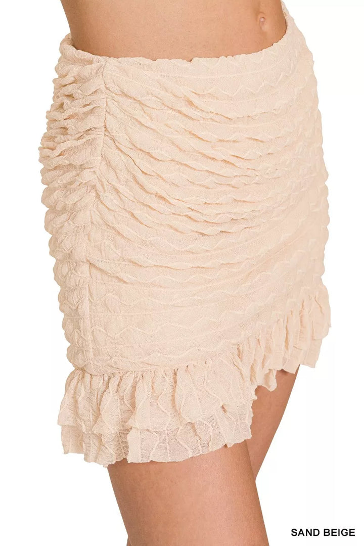 Zenana Ruched Mini Skirt With Built In Shorts 2