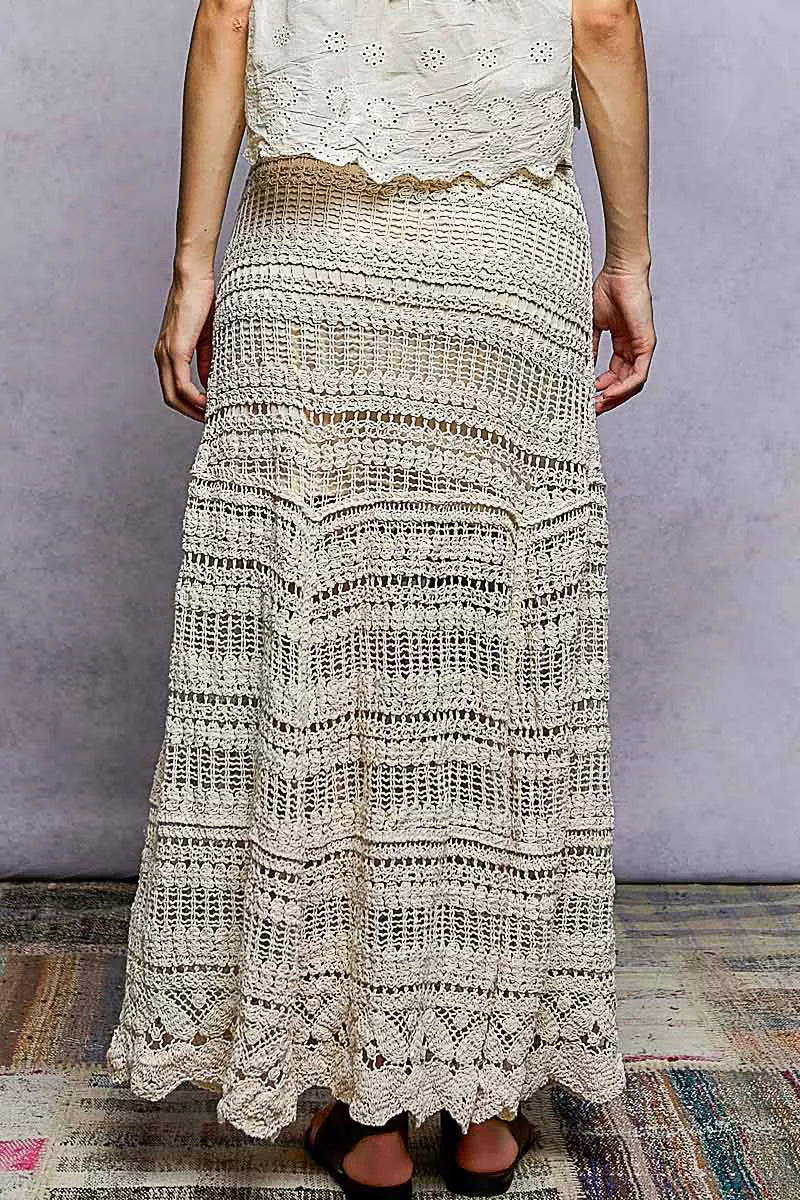 Pol Boho Crochet Knit Maxi Skirt 1
