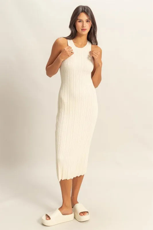 Hyfve Round Neck Bodycon Ribbed Knit Dress