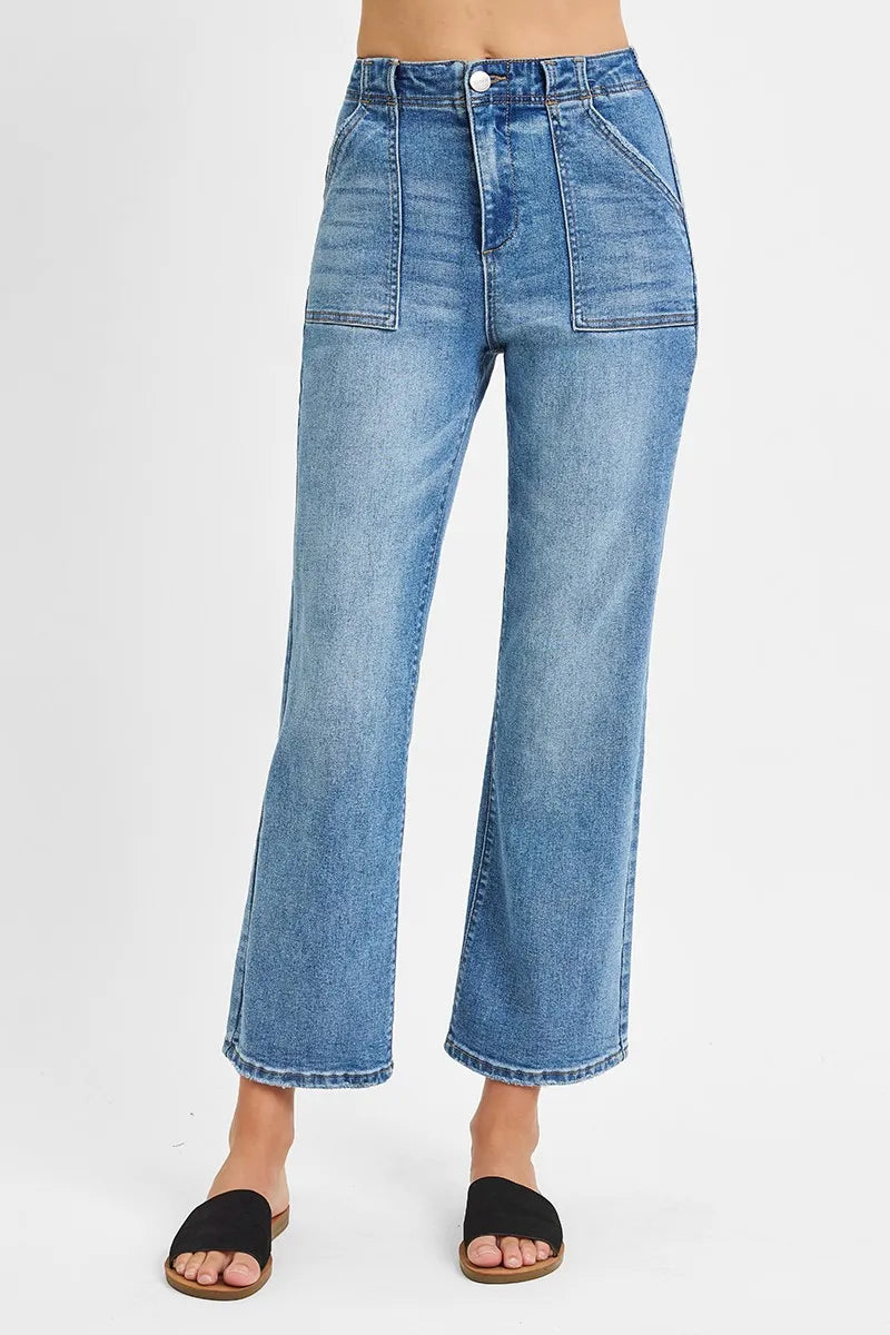 Medium Risen Full Size High Waisted Bootcut Cropped Jeans Plus Size