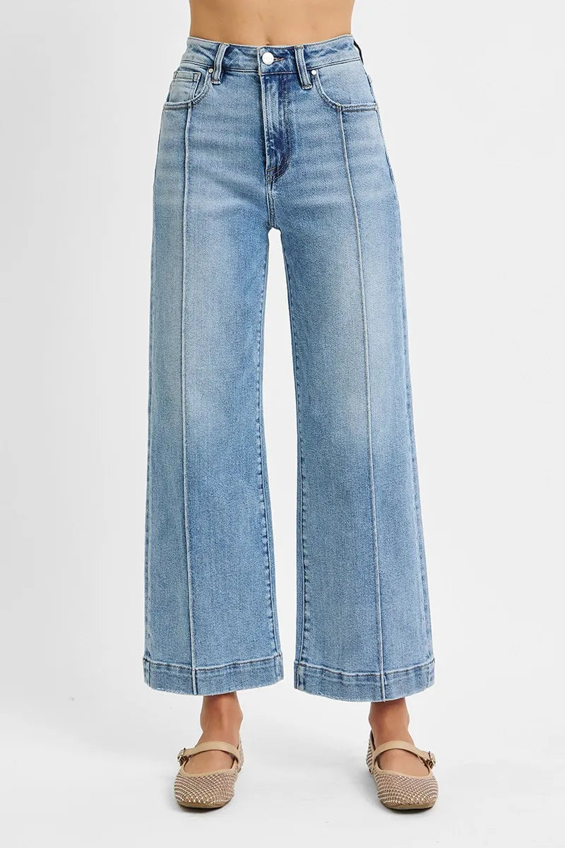 Light Risen Full Size High Rise Crop Wide Leg Jeans Plus Size