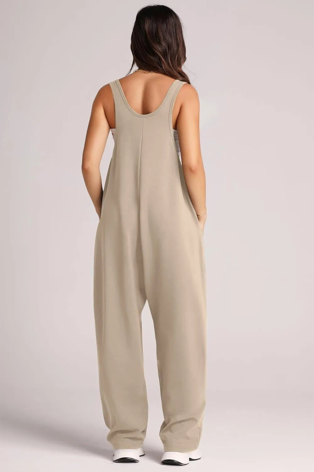 Khaki Lovelet Wide Strap Jumpsuit With Pockets