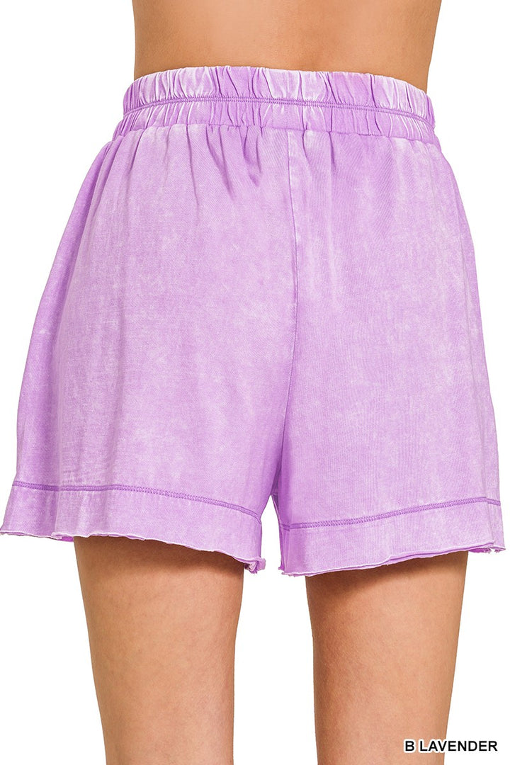 B Lavender Zenana Acid Washed Oversized Top Shorts Set 1