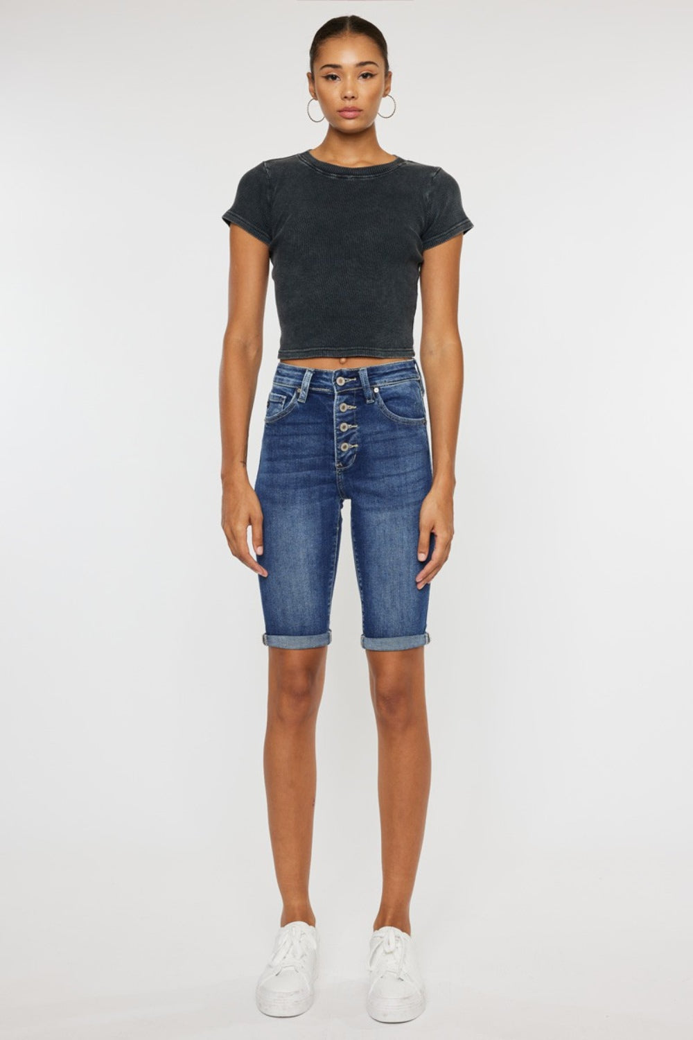 Medium Kancan Full Size Cats Whiskers Button Fly Denim Shorts