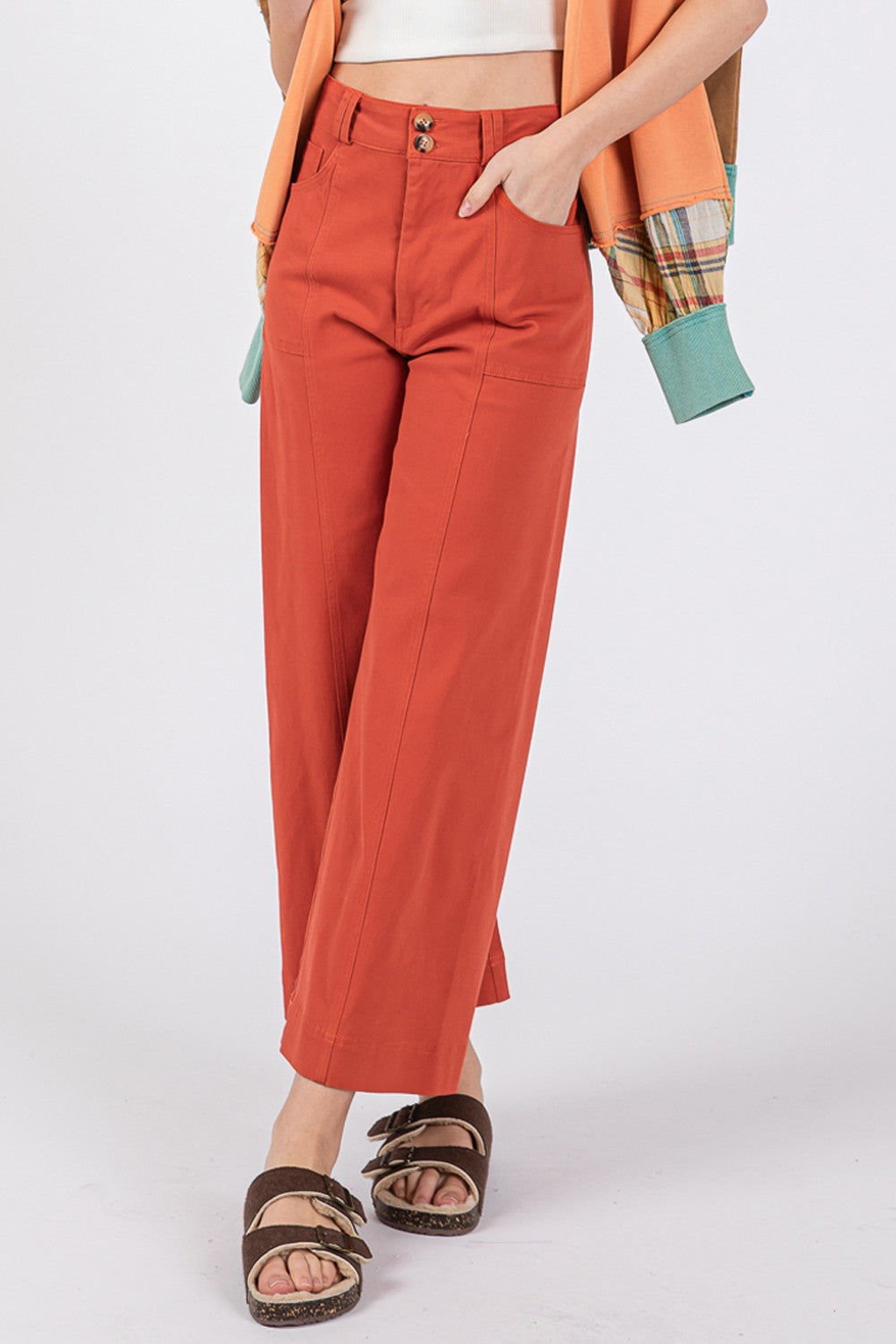 Sage Fig Wide Leg Cropped Pants 1