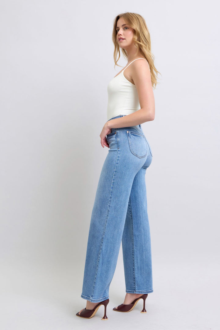 Medium Judy Blue Full Size Wide Leg Jeans With Pockets