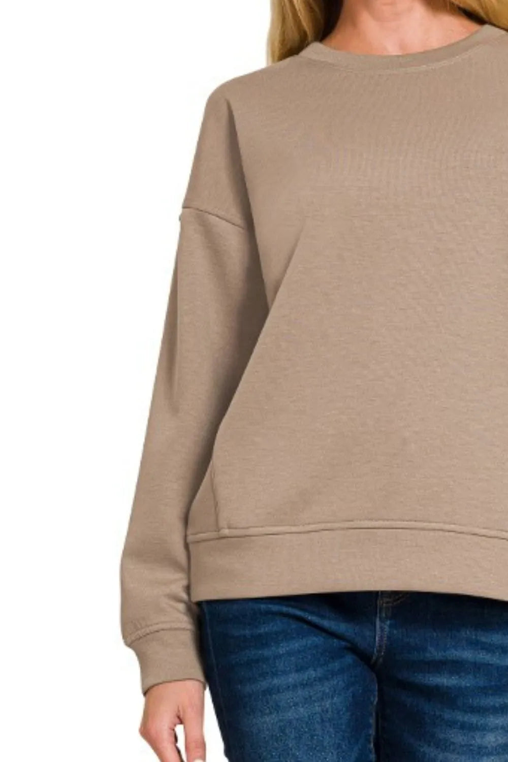 Cocoa Zenana Scuba Round Neck Sweatshirts