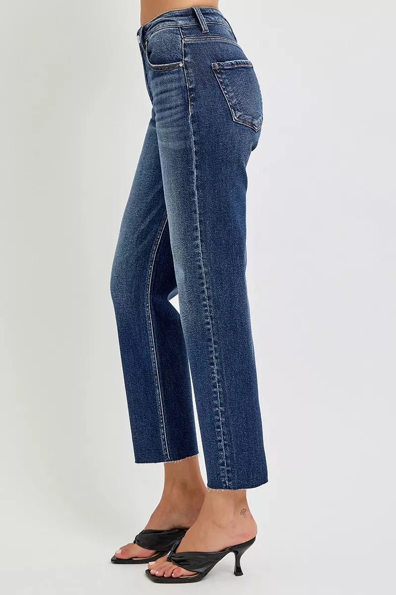 Dark Risen High Rise Slim Barrel Jeans