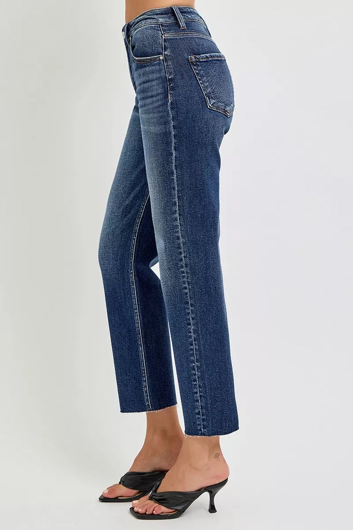 Dark Risen High Rise Slim Barrel Jeans
