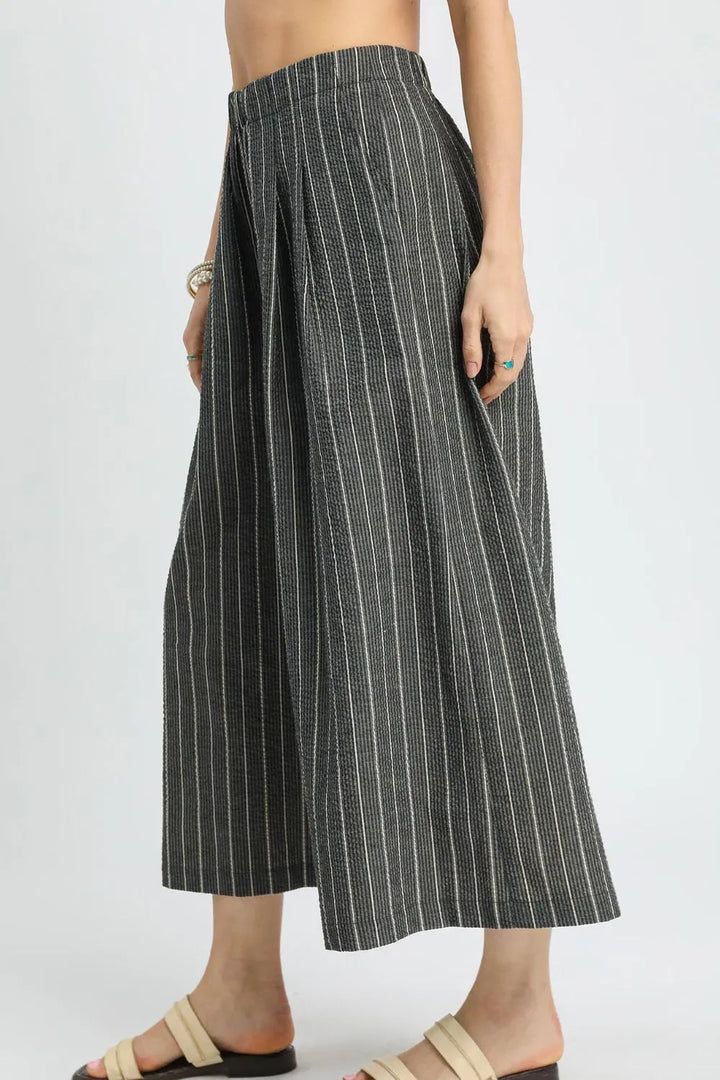 Black Umgee Pinstripe Crop Palazzo Pants 1