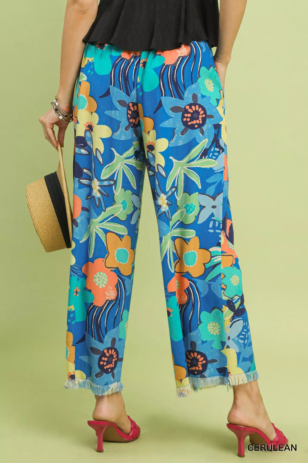 Cerulean Umgee Floral Print Wide Leg Pants