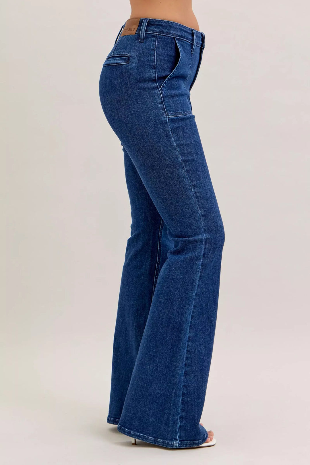 Dk Judy Blue High Waist Flare Jeans With Front Patch Pockets