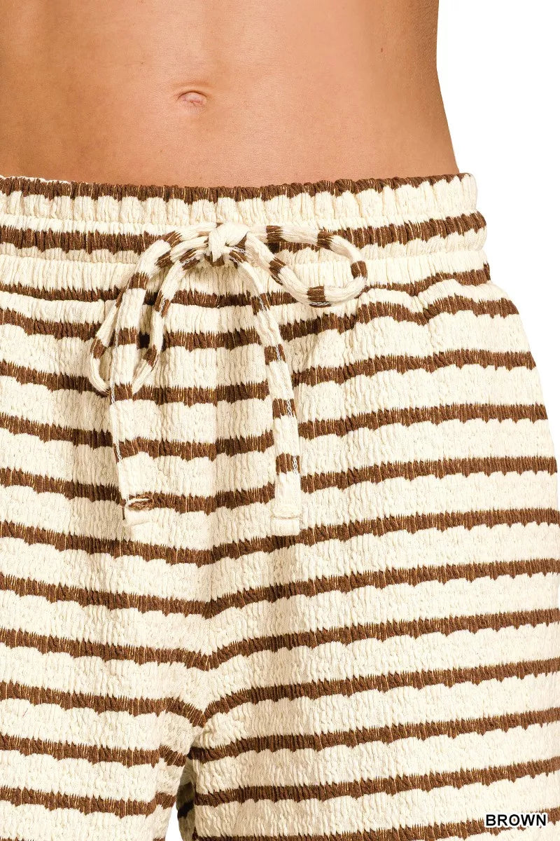 Zenana Striped Short Sleeve Tee Shorts Set