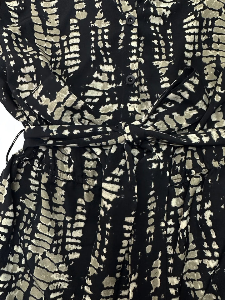 Tie Dye Print Collar Neck Short Sleeve Romper