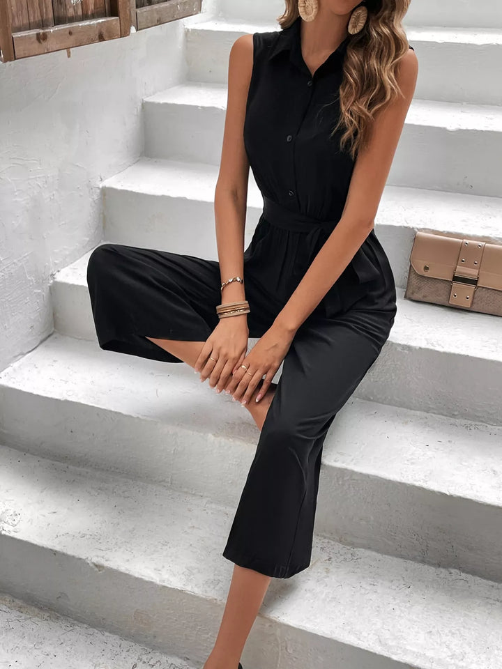 Black Sleeveless Wide Leg Jumpsuit