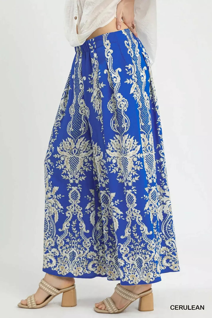 Cerulean Umgee Border Print Wide Leg Pants 2