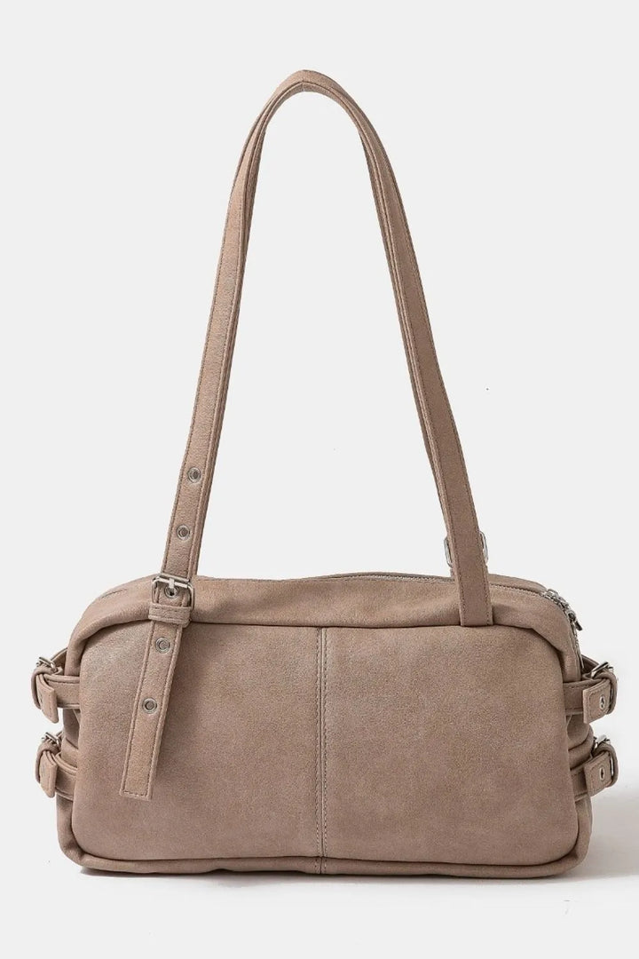 Ka Fame Multi Grommet Belt Strap Rustic Rectangular Hand Bag
