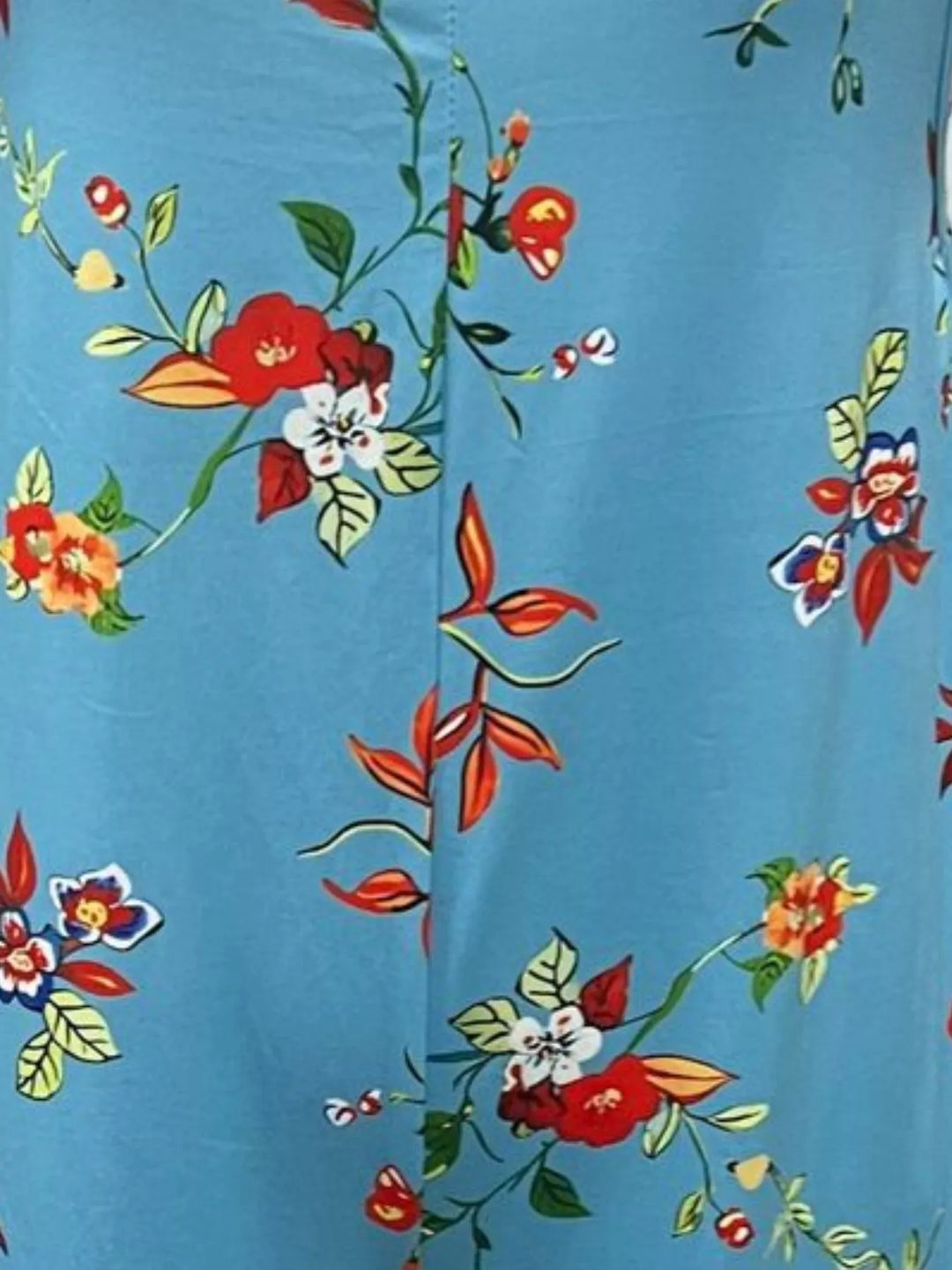 Deep Teal Full Size Floral Print Wide Leg Casual Jumpsuit Plus Size