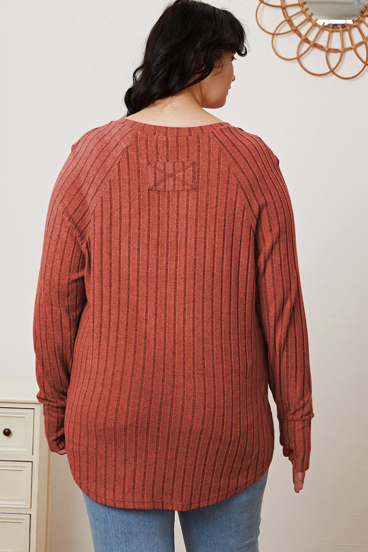 Sky Blue Basic Bae Full Size Ribbed Thumbhole Sleeve T Shirt