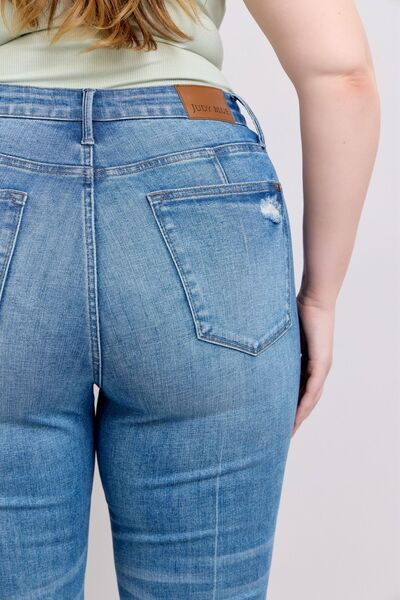 Judy Blue Hw Tummy Control Vintage Wash Side Slit Slim Boot Jeans