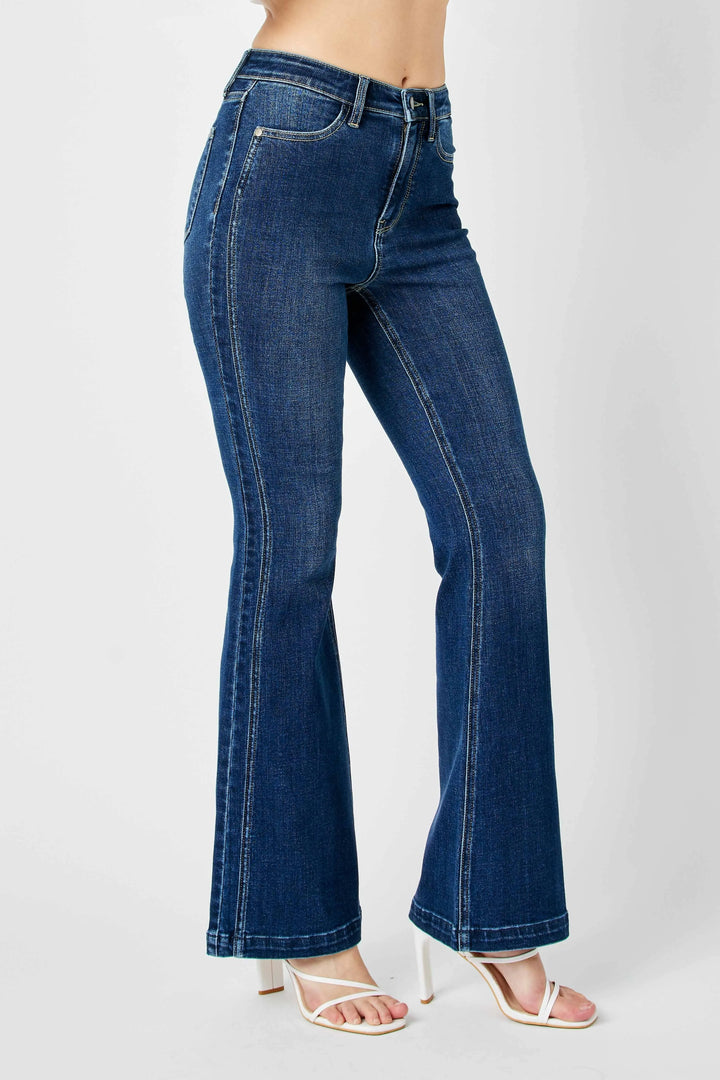Dk Judy Blue Full Size Hw Angled Side Seam Detail Flare Jeans Plus Size