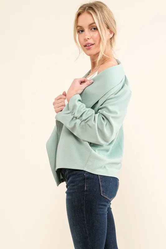 And The Why Stretch Non Wrinkled Basic Open Front Blazer
