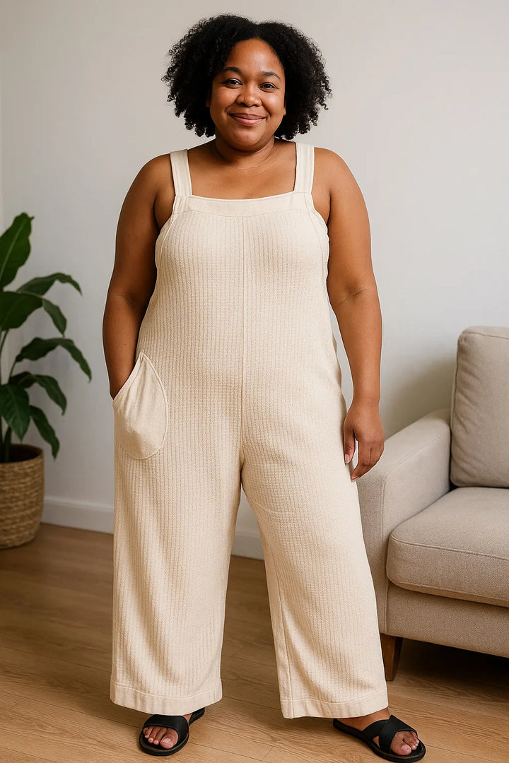 Zenana Knit Waffle Wide Leg Overalls 3