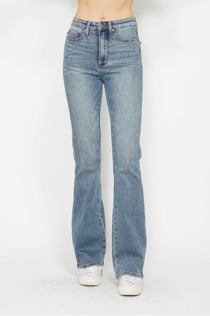 REG INSEAM Judy Blue Full Size Tummy Control Back Embroidered Pocketed Bootcut Jeans Plus Size