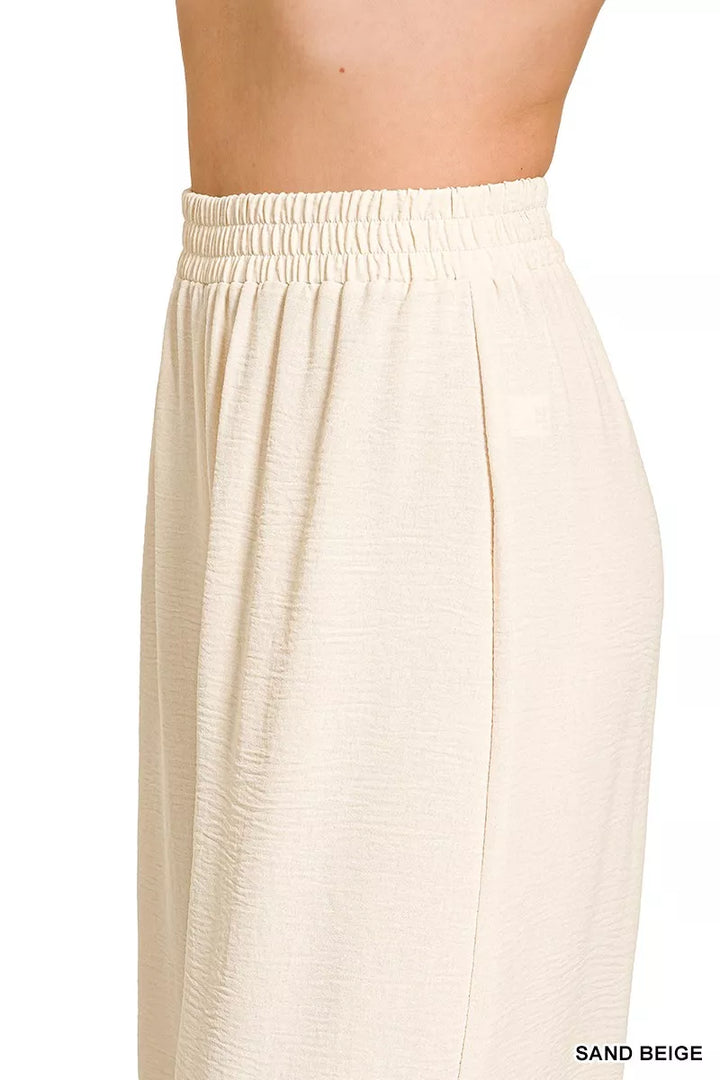Zenana Woven Airflow Elastic Waistband Pants 8
