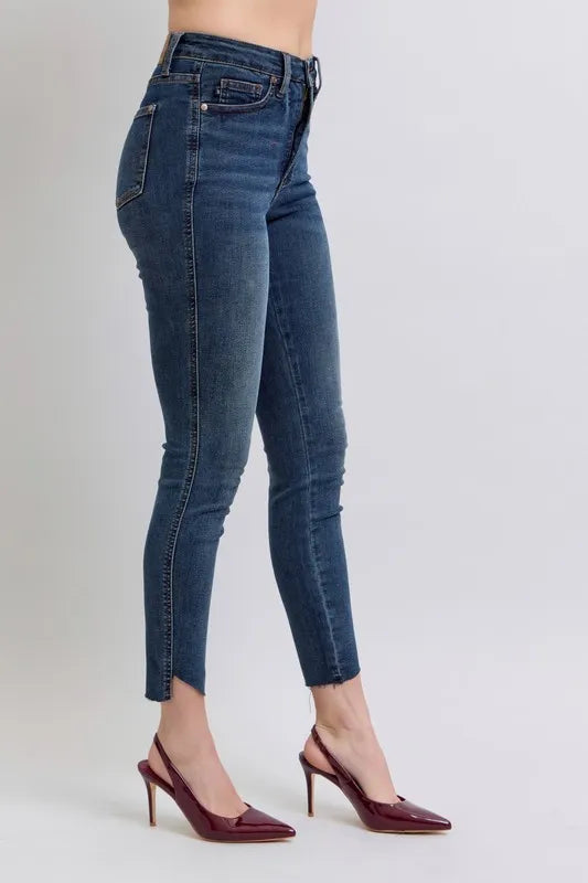 Dk Judy Blue Full Size High Waist Tummy Control Step Hem Skinny Jeans Plus Size