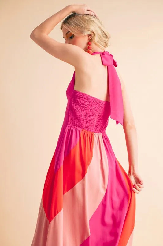 Aemi Co Color Block Sleeveless Maxi Dress