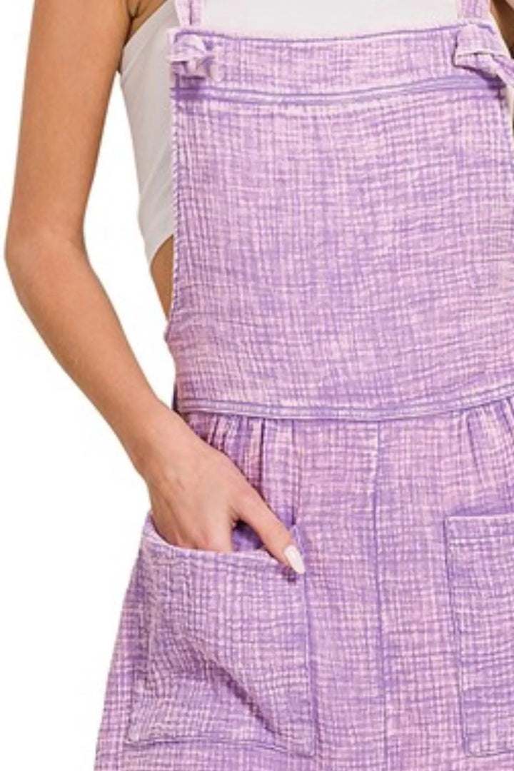 Lavender Zenana Woven Double Gauze Acid Washed Romper 6