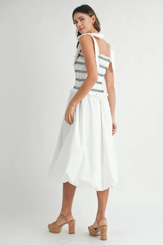 Mable Smocked Bodice Bubble Midi Dress 1