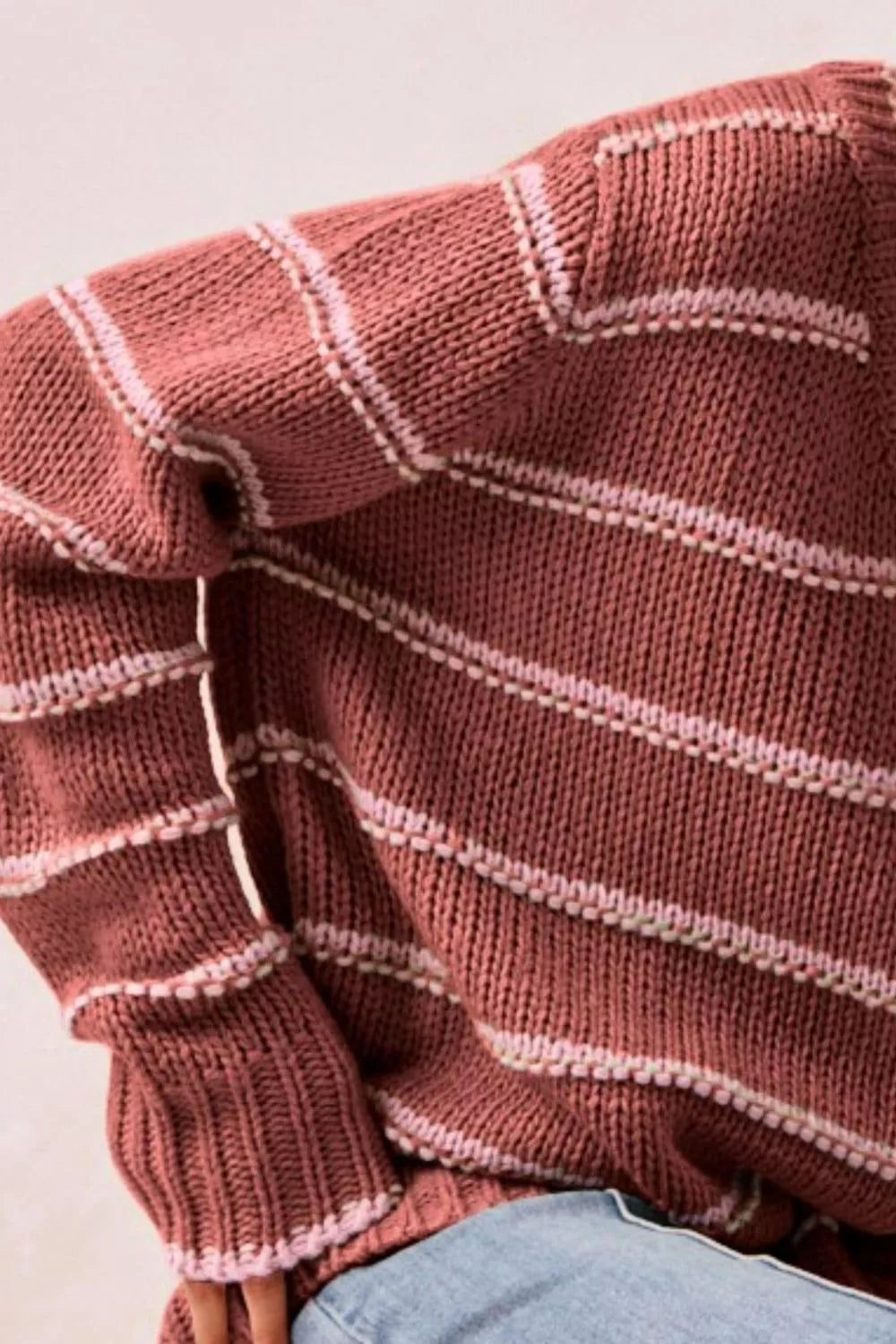 Marsala Bibi Striped Long Sleeve Sweater