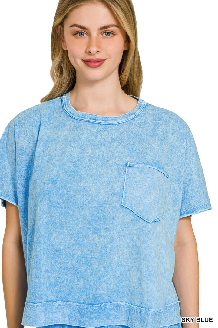 Zenana Halo Snow Washed Boxy Top Shorts Set 2