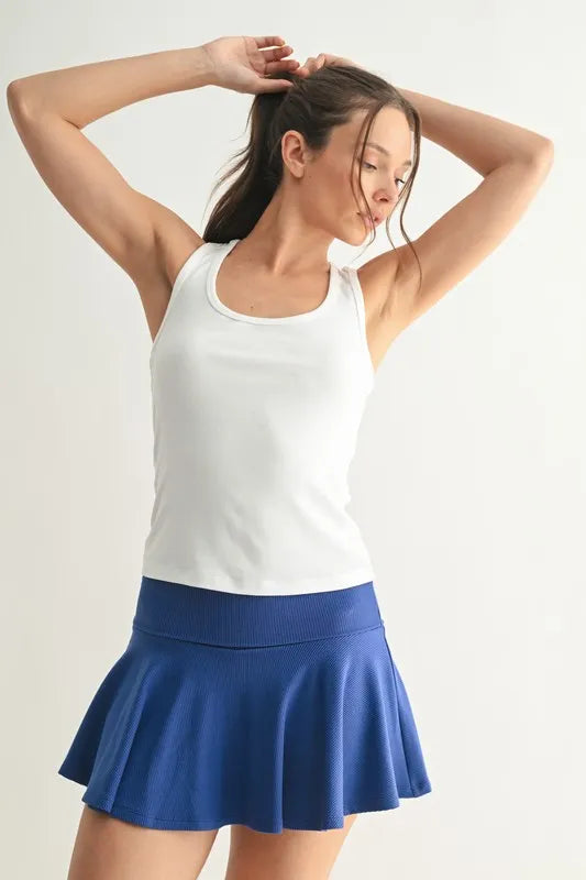 Basic White Mono B Slim Fit Scoop Neck Tank