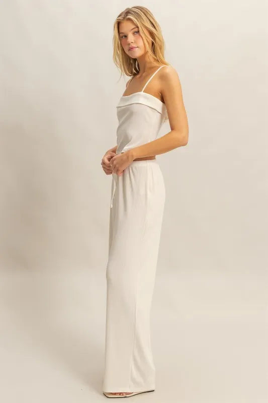 White Hyfve Rib Knit Cami Top And Pants Set 1