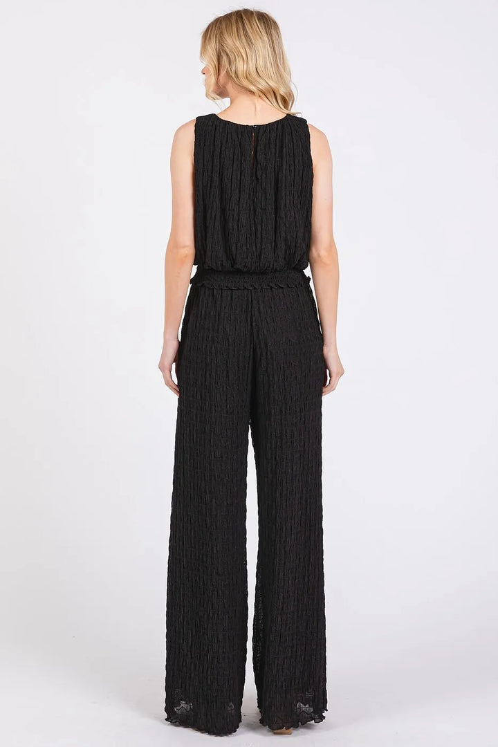 Mittoshop Textured Stretchy Crop Tank And Pants Set