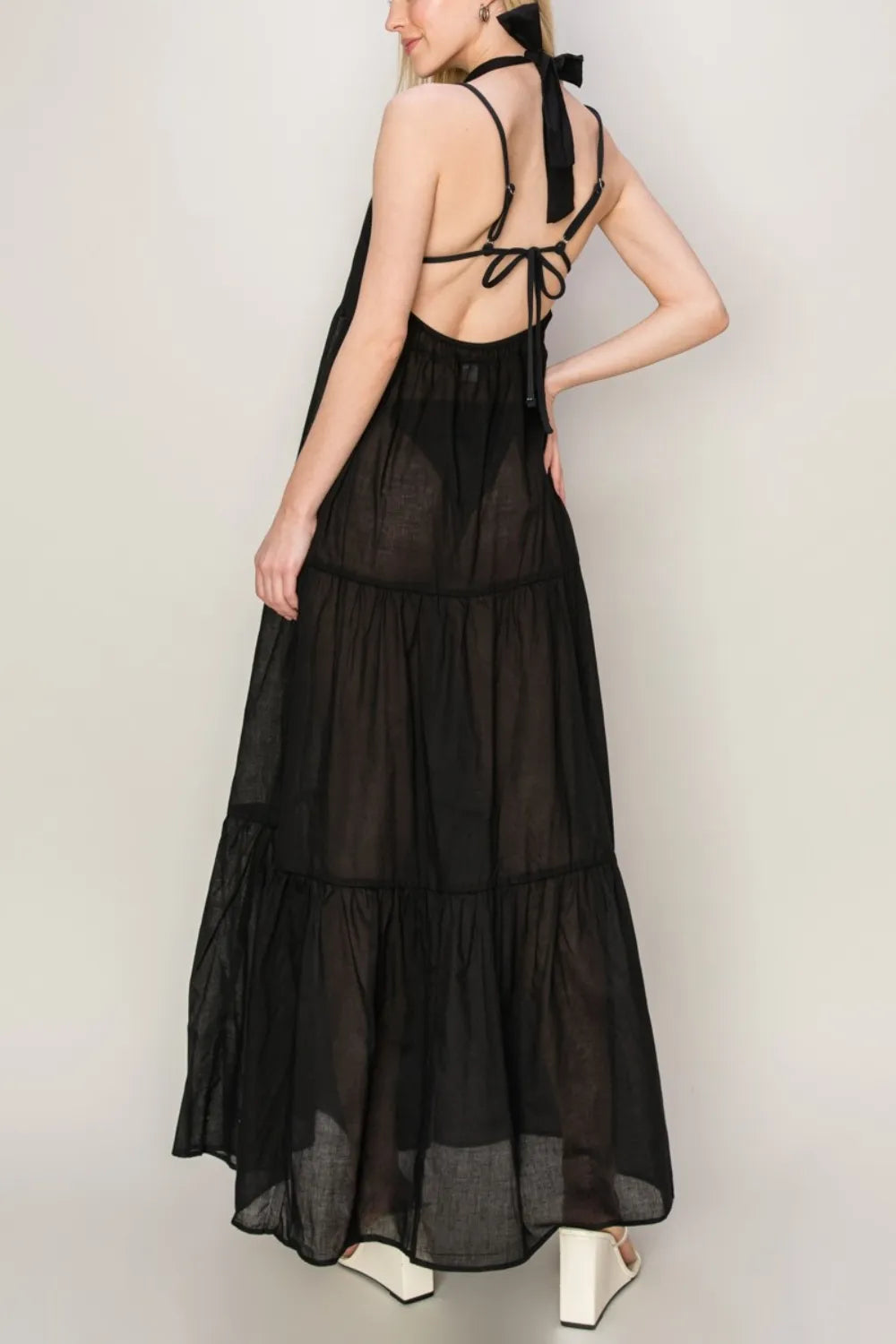 Black Hyfve Halter Neck Cover Up Maxi Dress